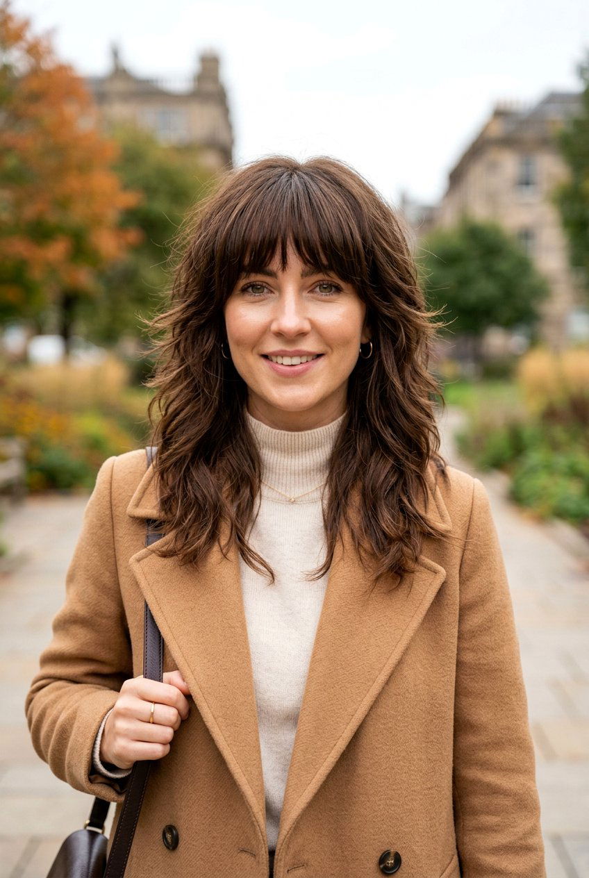 Chocolate Brown Shag With Bangs - 20 brunette shag hair color ideas - 20 brunette shag hair color ideas