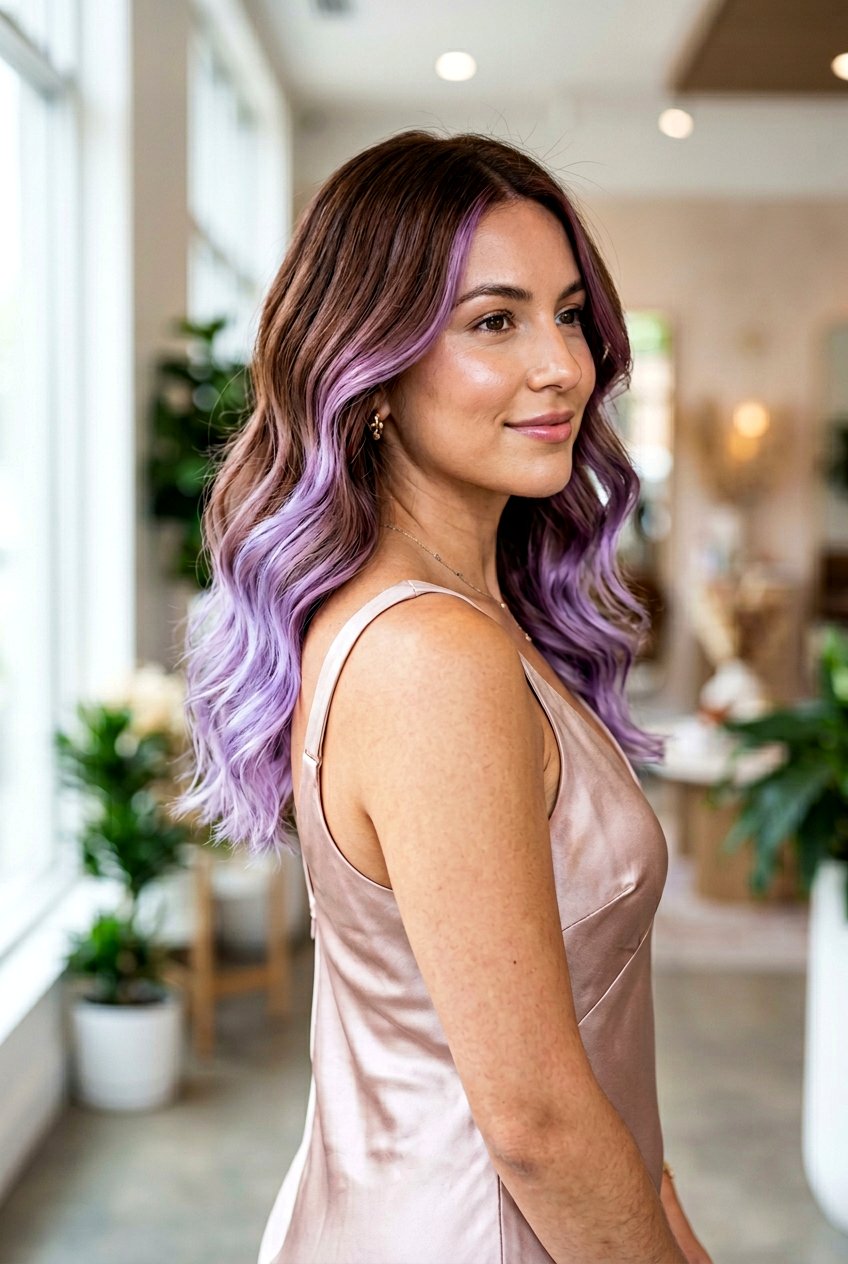 Chocolate Brown To Mauve Balayage - 20 mauve balayage on brunette hair - 20 mauve balayage on brunette hair