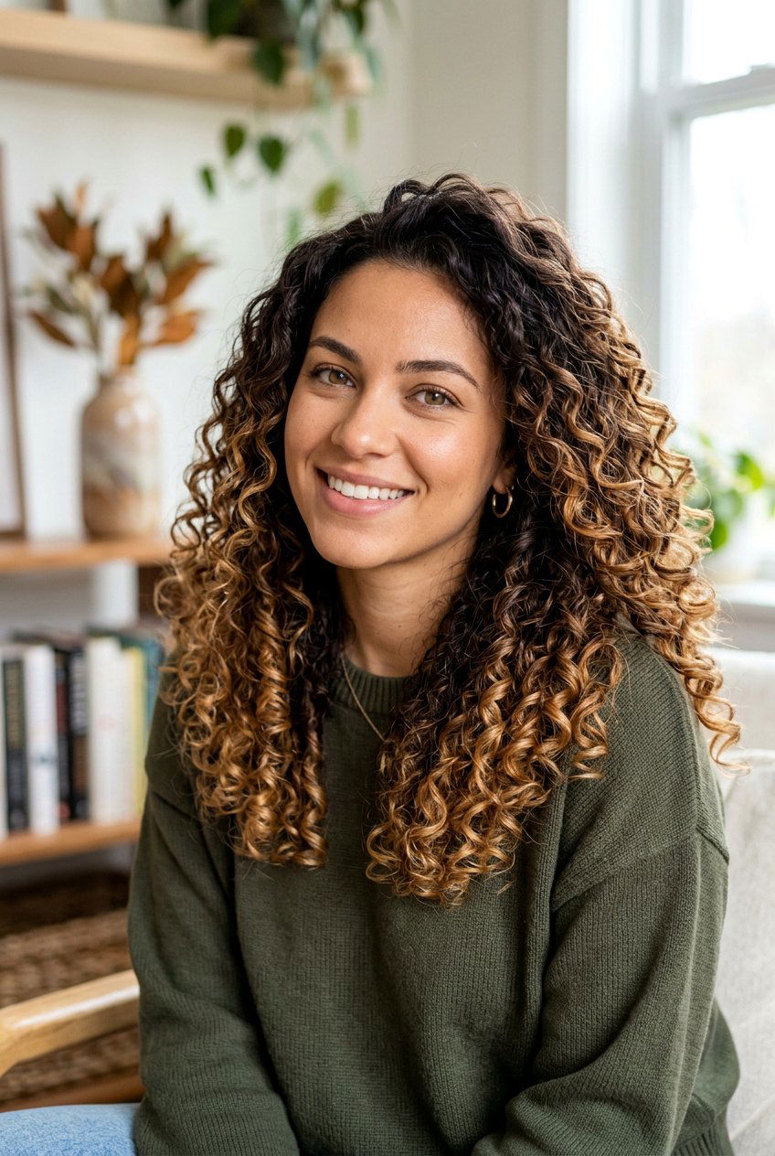 Chocolate Caramel Ombre on Curly Hair - 20 chocolate caramel hair color ideas - 20 chocolate caramel hair color ideas