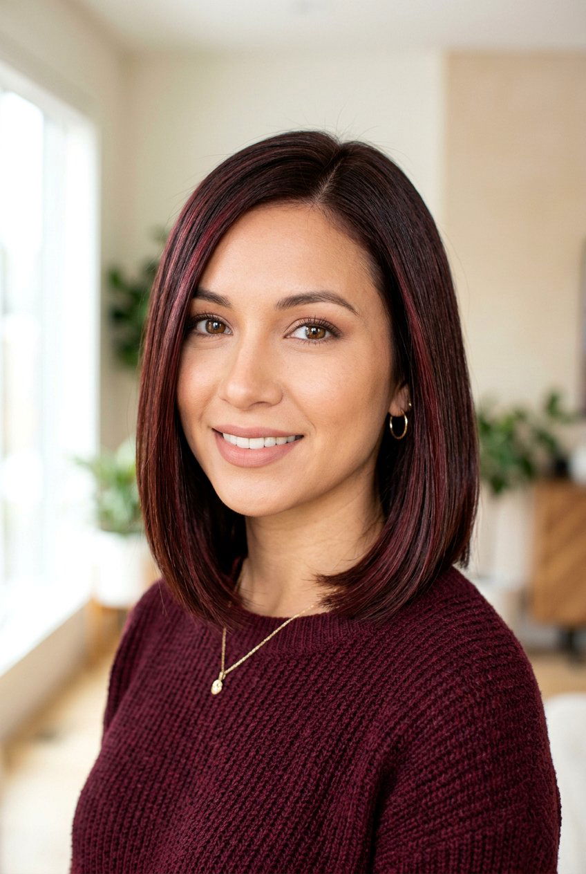 Chocolate Cherry Bob - 20 bob hair color ideas for brunettes - 20 bob hair color ideas for brunettes