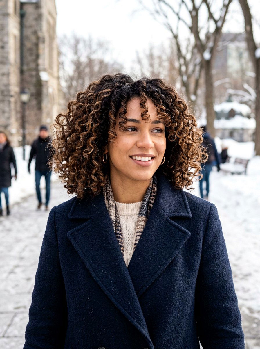 Chocolate Dimensional Balayage Voluminous Curly Bob - 20 dimensional balayage for curly bob - 20 dimensional balayage for curly bob