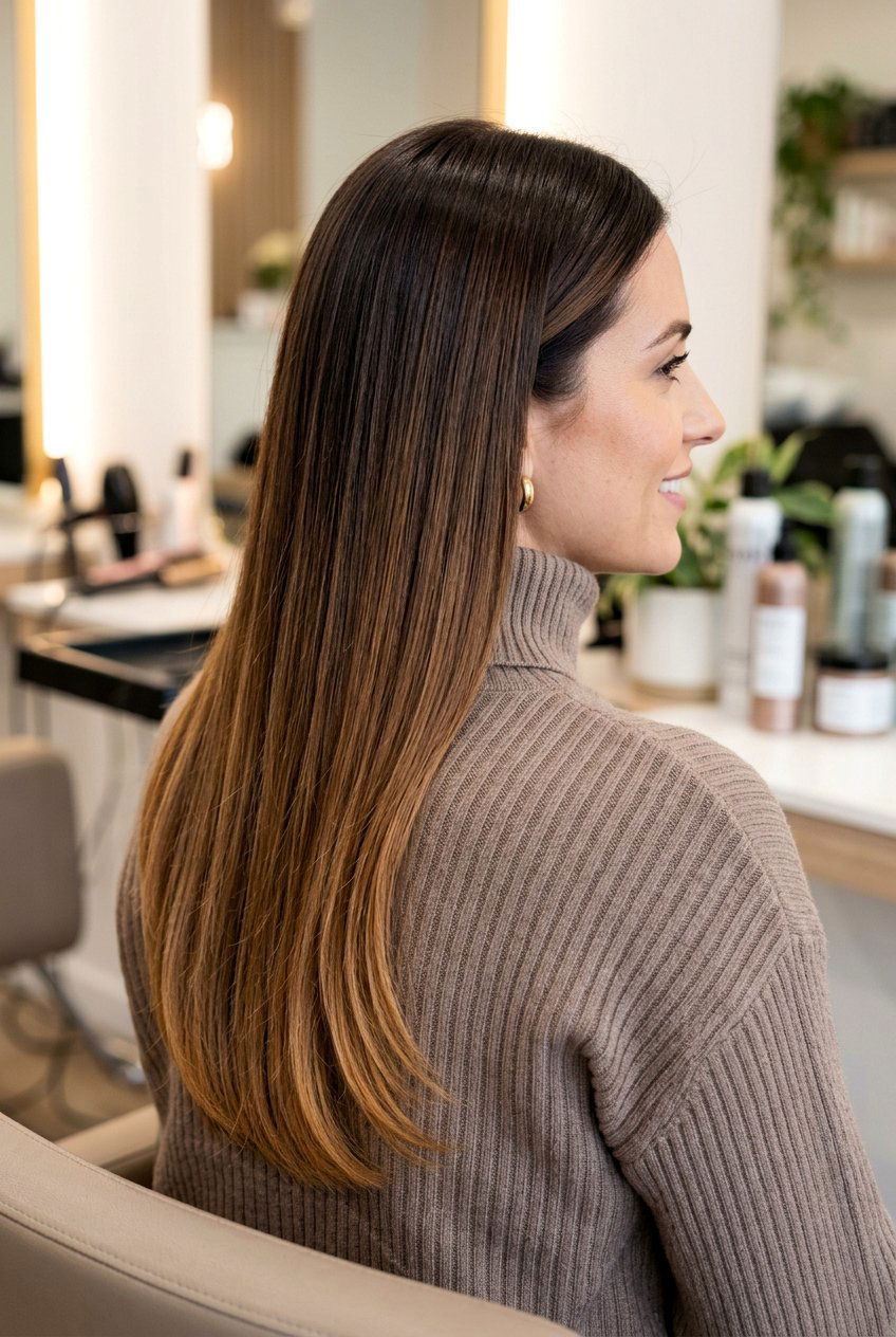 Chocolate Ombre with Bronzed Ends - 20 hair color ideas for brunettes with highlights - 20 hair color ideas for brunettes with highlights