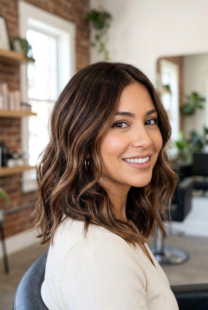 Chocolate brown balayage lob - 20 balayage for short hair - 20 balayage for short hair