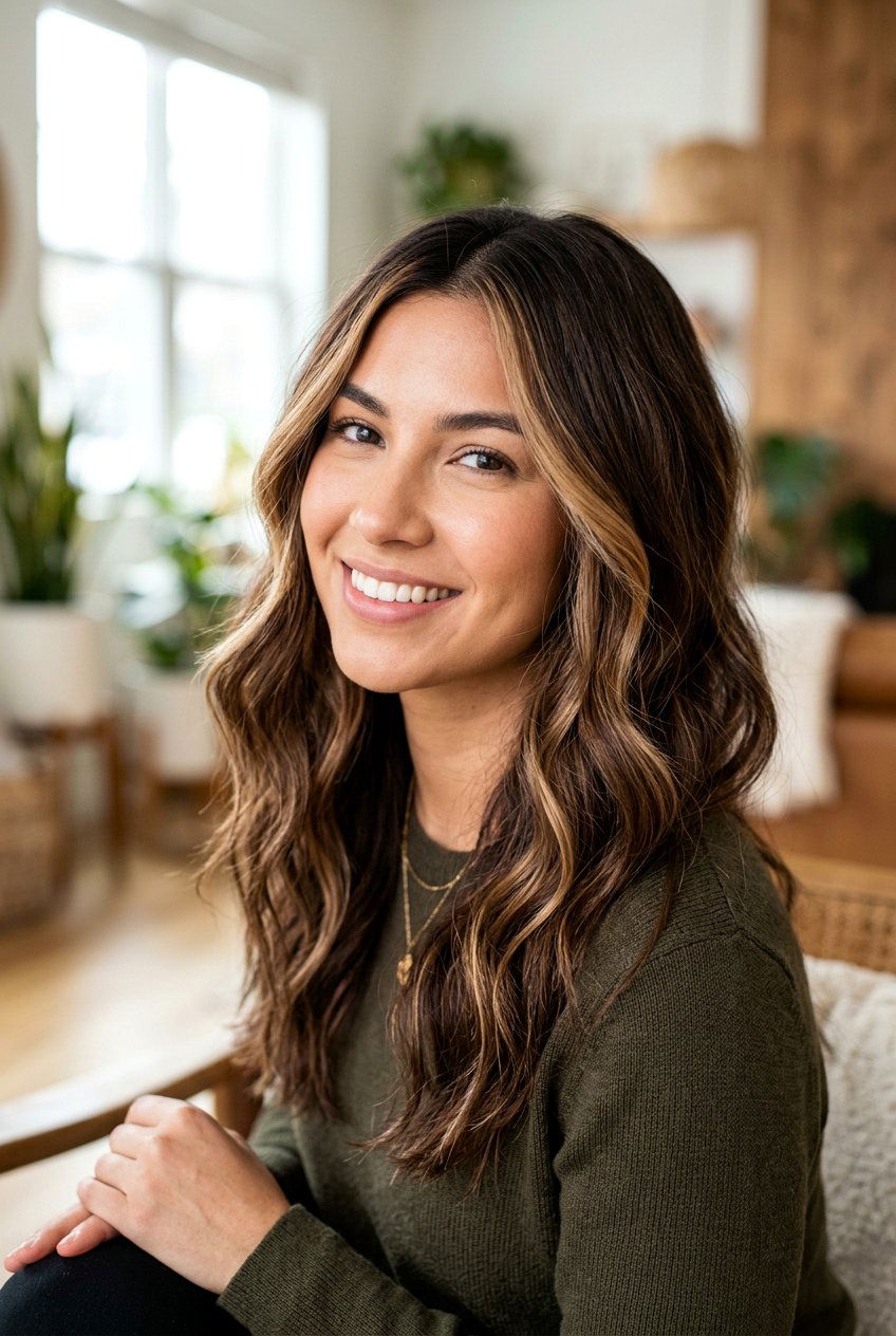 Chocolate brown hair with face framing highlights - 20 chocolate brown hair color - 20 chocolate brown hair color