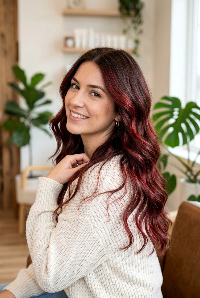 Chocolate cherry brunette balayage - 20 cherry brunette balayage