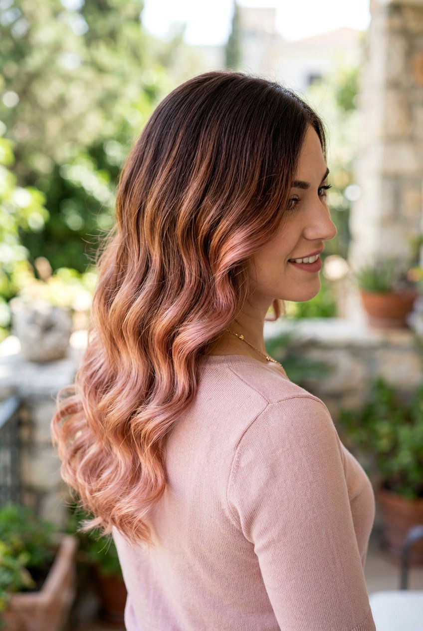 Chocolate to rose gold ombre - 20 brunette ombre hair color - 20 brunette ombre hair color