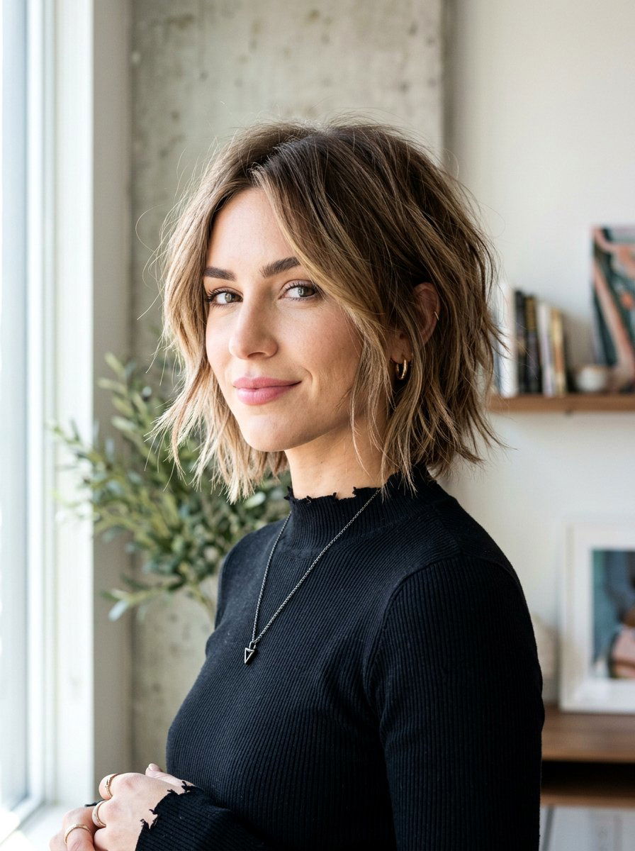 Choppy Bob Haircut - 20 flattering haircut for diamond face women - 20 flattering haircut for diamond face women