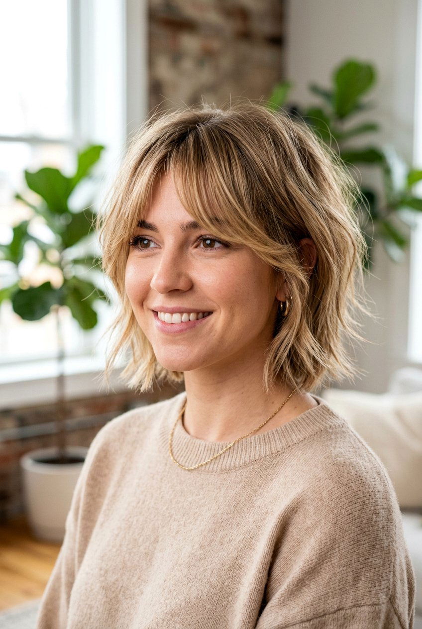 Choppy Bob With Curtain Bangs - 20 choppy bob haircut - 20 choppy bob haircut