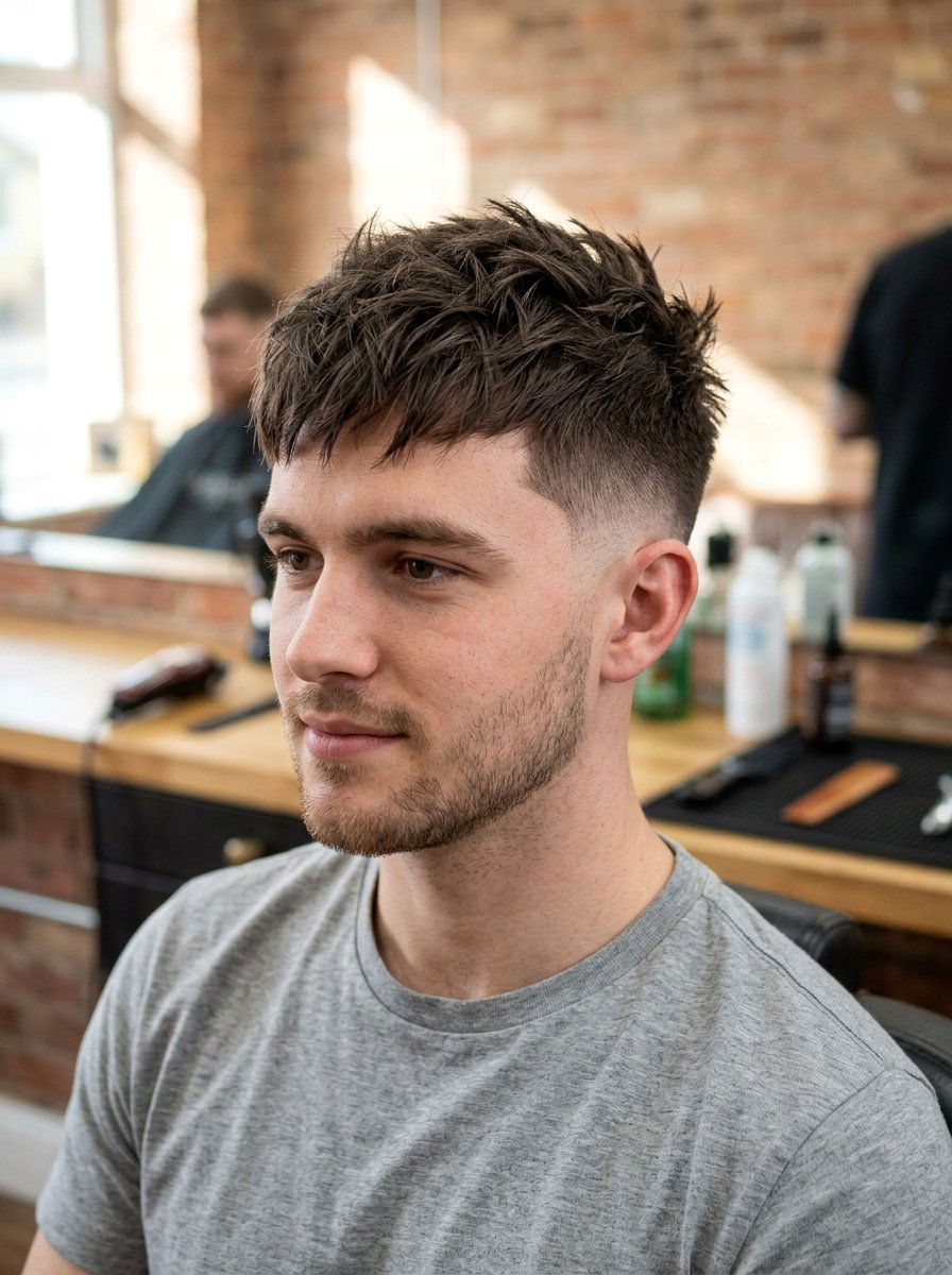 Choppy Crop Mid Fade - 20 textured crop for round face men - 20 textured crop for round face men