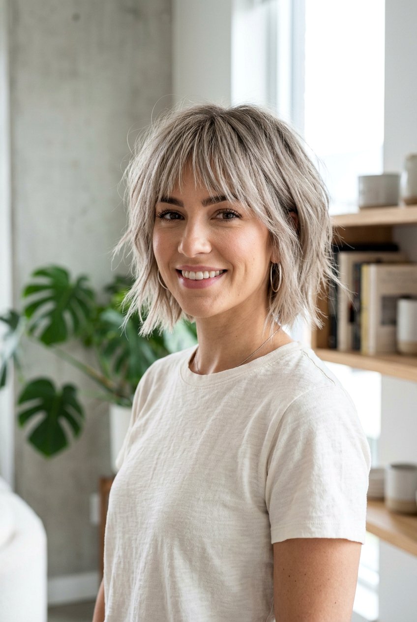Choppy Feathered Fringe - 20 feathered bangs for older women - 20 feathered bangs for older women