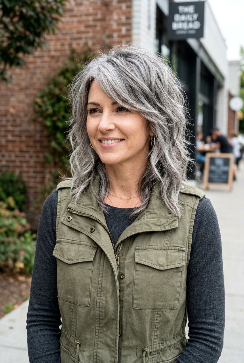 Choppy Gray Layers For Texture - 20 gentle layers for naturally gray hair - 20 gentle layers for naturally gray hair