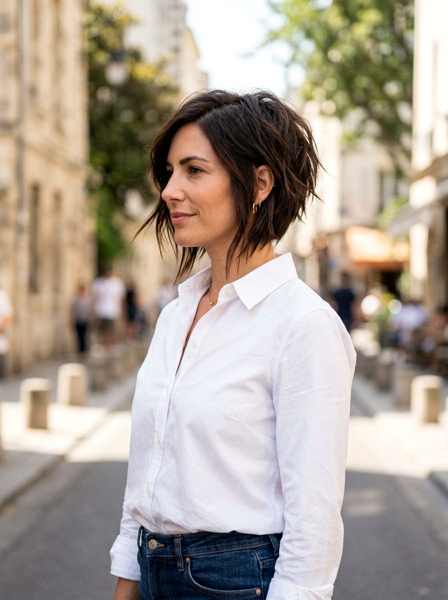 Choppy Layered Angled Bob - 20 short haircut with choppy layers - 20 short haircut with choppy layers