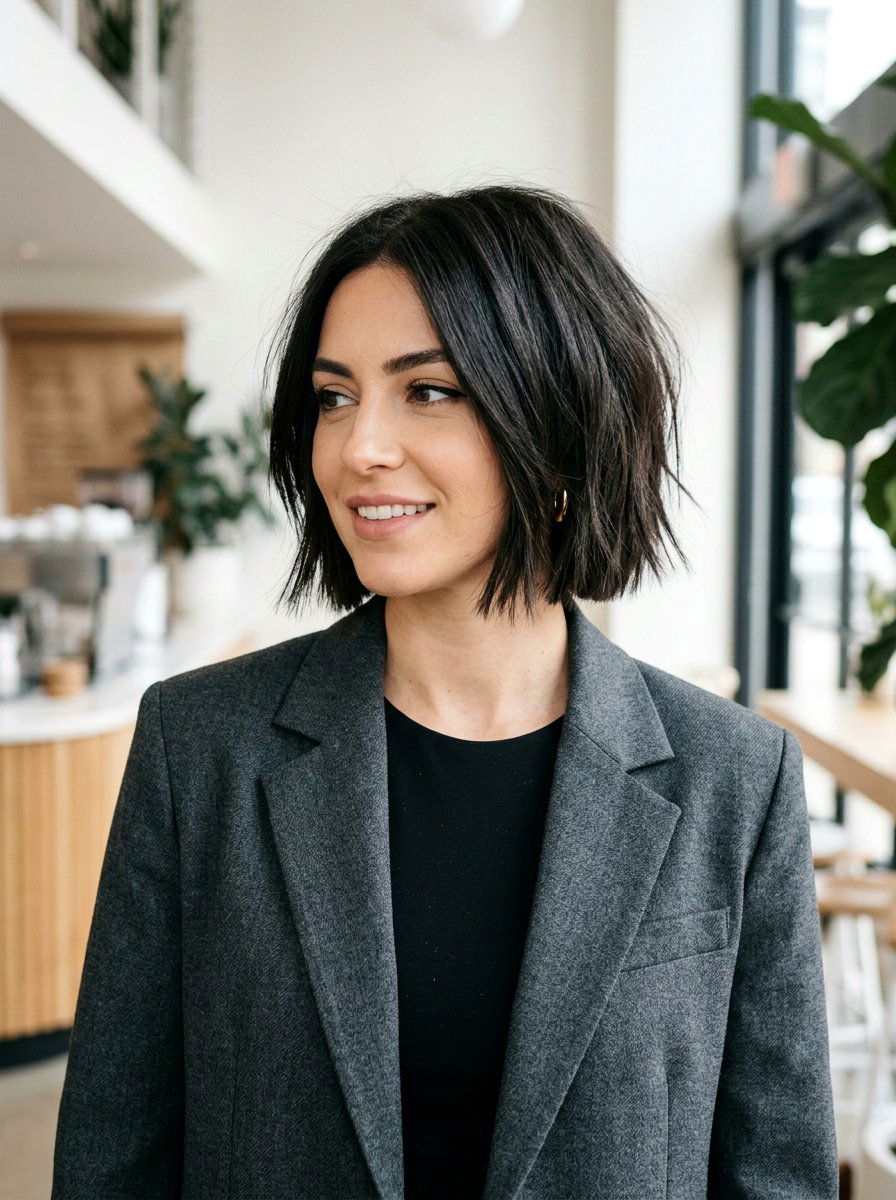 Choppy Layered Blunt Bob - 20 short haircut with choppy layers - 20 short haircut with choppy layers