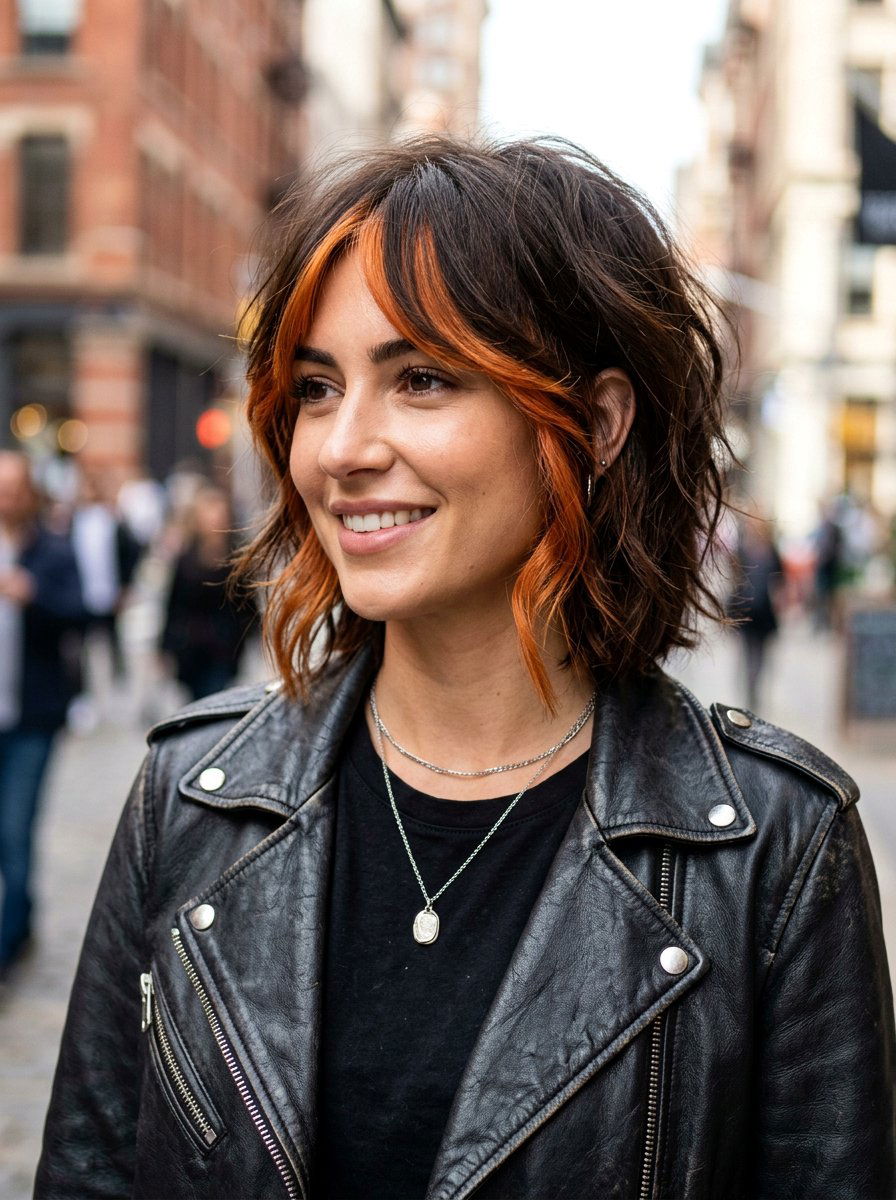 Choppy Layered Bob With Copper Money Piece - 20 copper money piece for layered bob - 20 copper money piece for layered bob