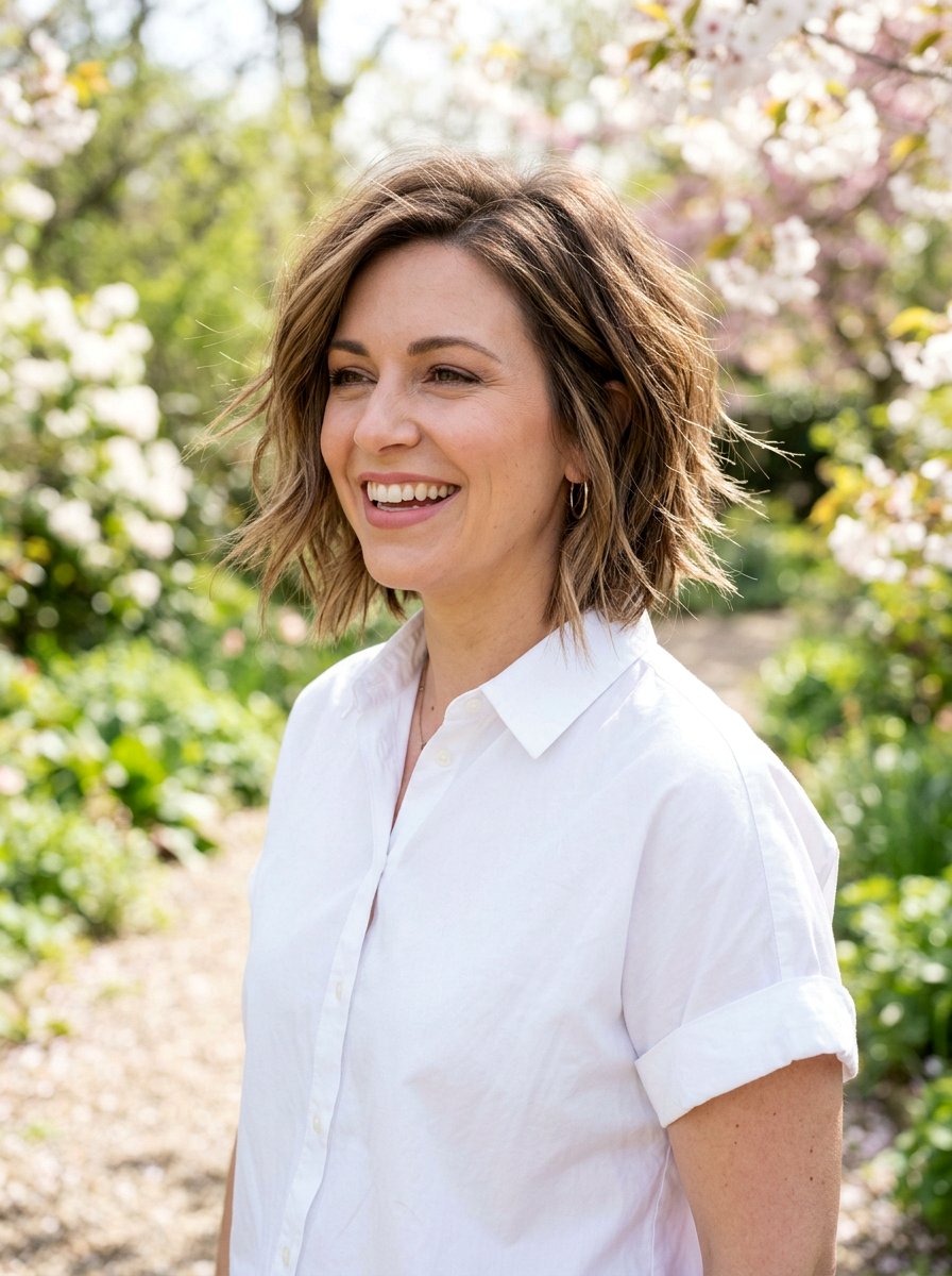 Choppy Layered Bob With Texture - 20 layered shoulder length haircut with texture - 20 layered shoulder length haircut with texture