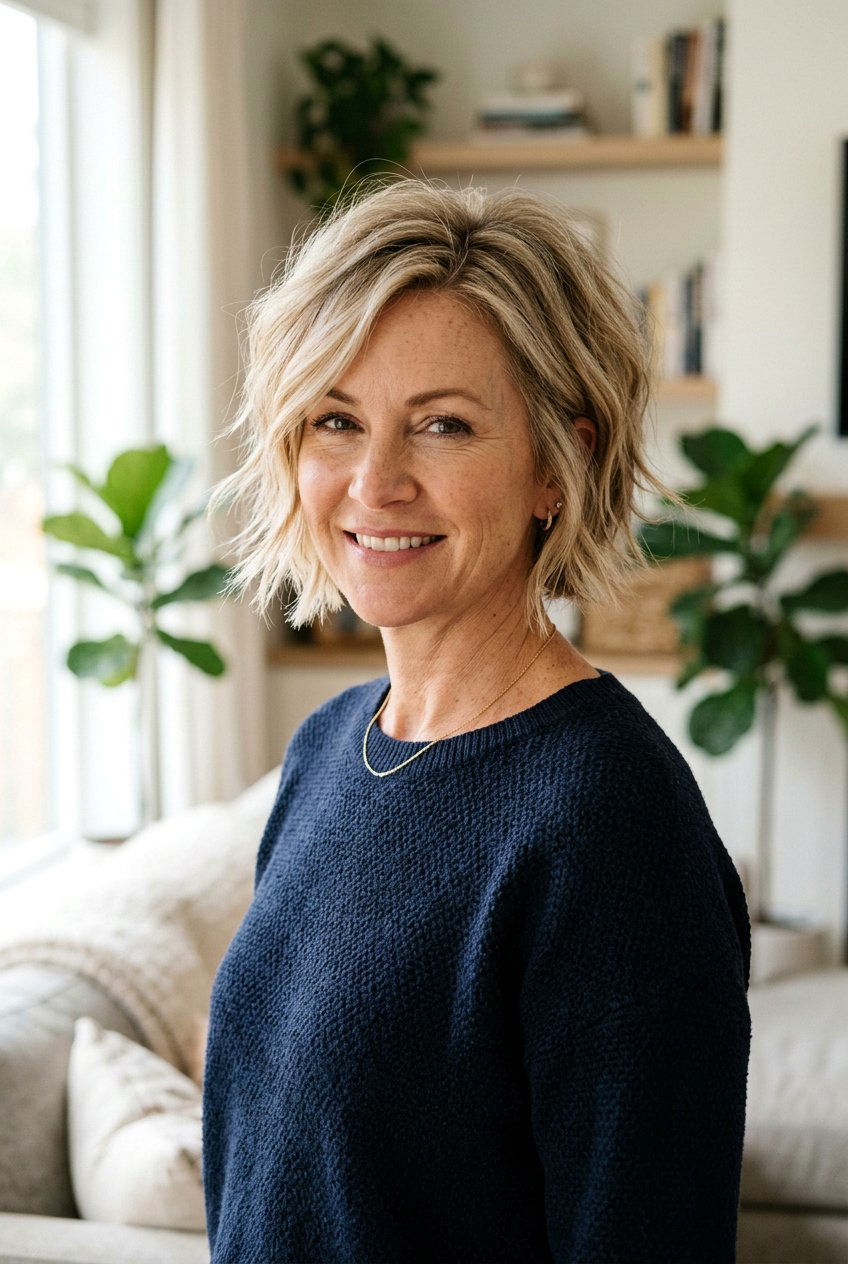 Choppy Layered Bob for Thinning Hair - 20 hairstyles for receding hairline women - 20 hairstyles for receding hairline women