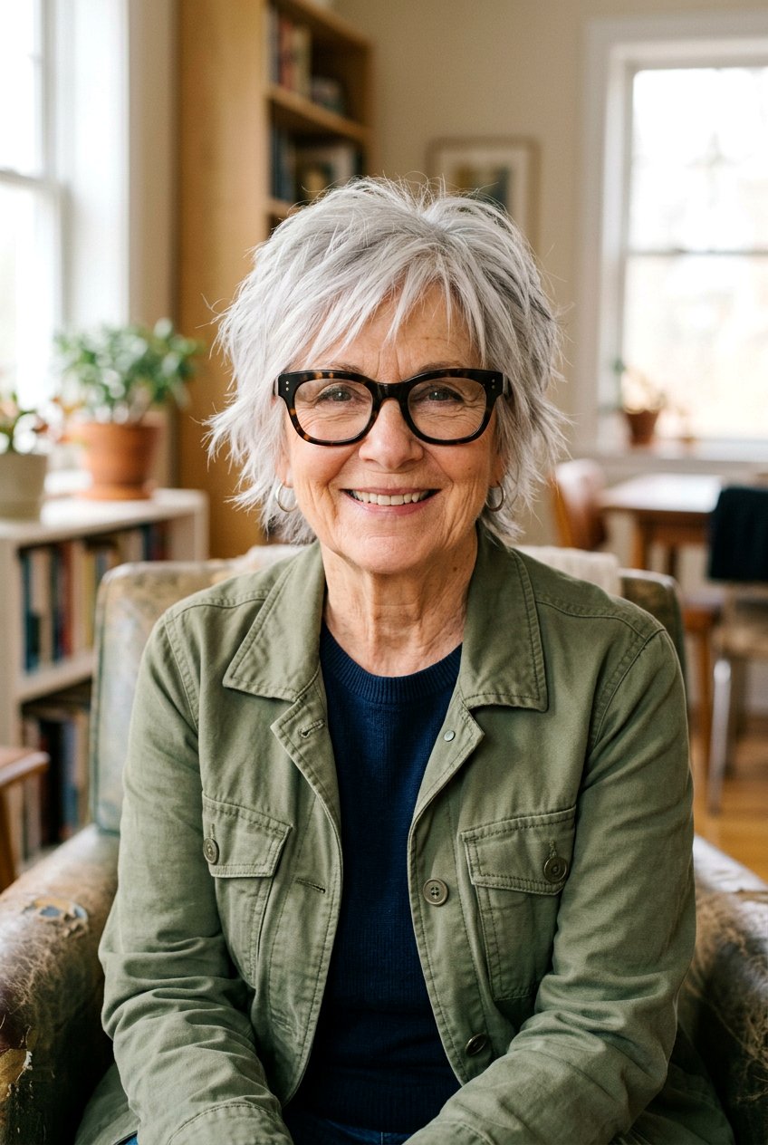 Choppy Layered Short Cut - 20 layered haircut for women over 70 with glasses - 20 layered haircut for women over 70 with glasses