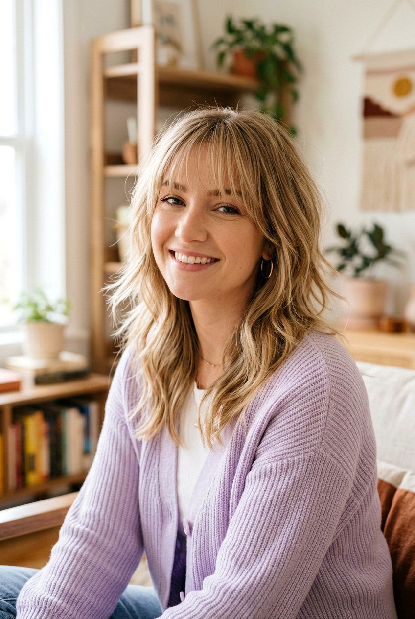 Choppy Layers With Wispy Bangs - 20 choppy layered haircut for medium hair - 20 choppy layered haircut for medium hair