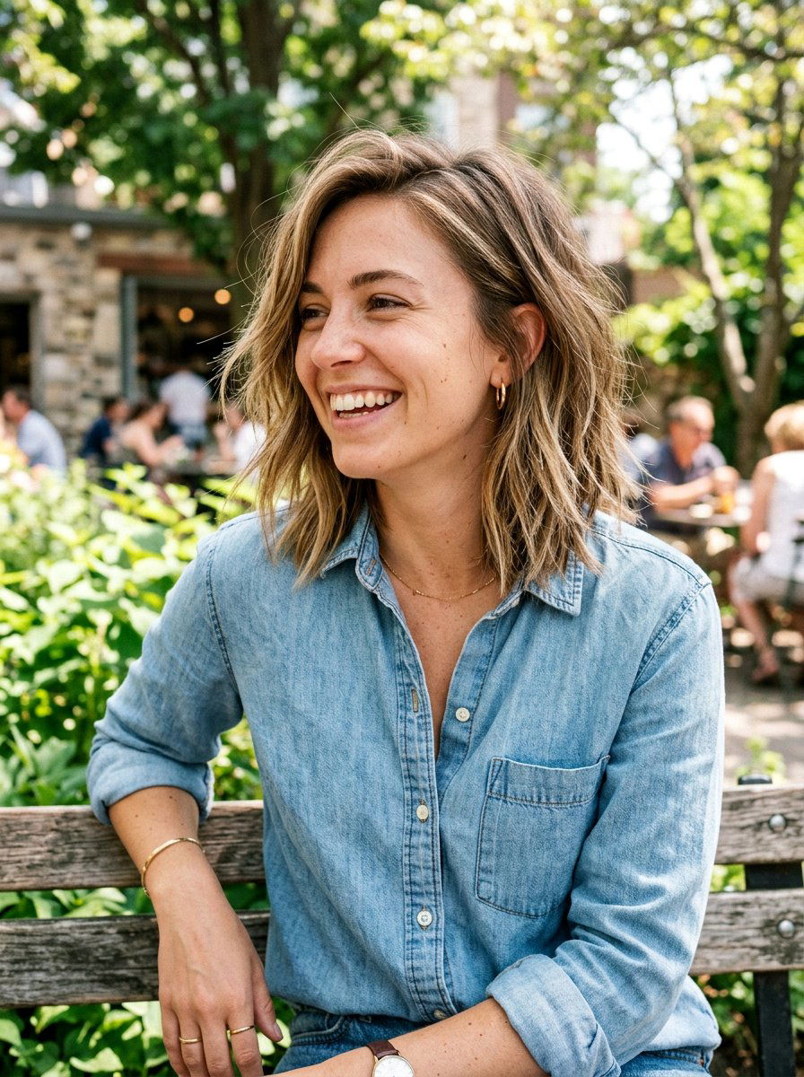 Choppy Lob - 20 cute shoulder length haircut ideas - 20 cute shoulder length haircut ideas