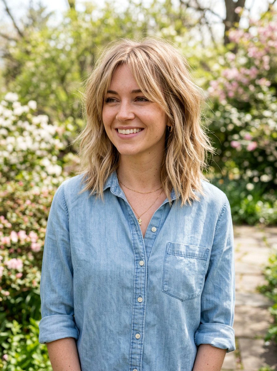 Choppy Lob Haircut - 20 trendy haircut for mature women 2026 - 20 trendy haircut for mature women 2026