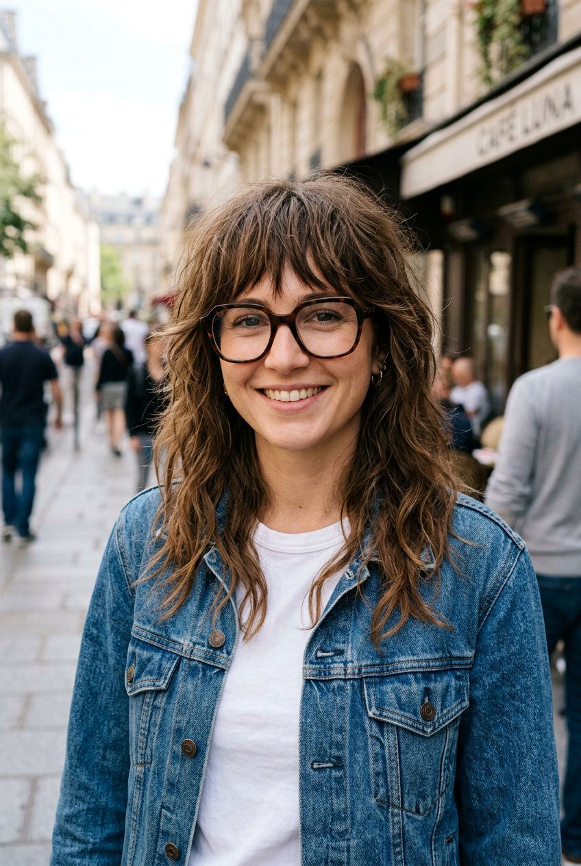 Choppy Long Bangs - 20 long bangs for women with glasses - 20 long bangs for women with glasses
