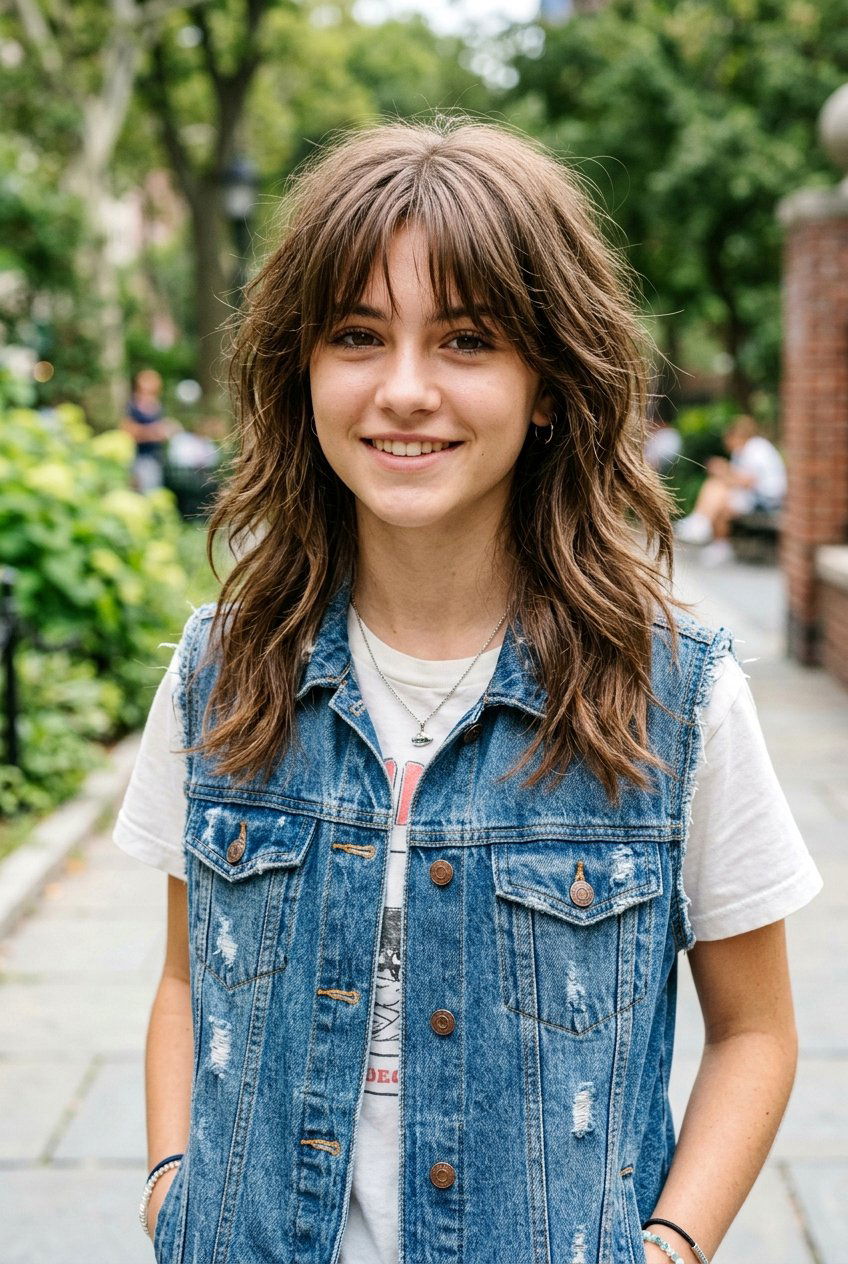 20 Flattering Long Haircut for Teenage Girls with Curtain Bangs