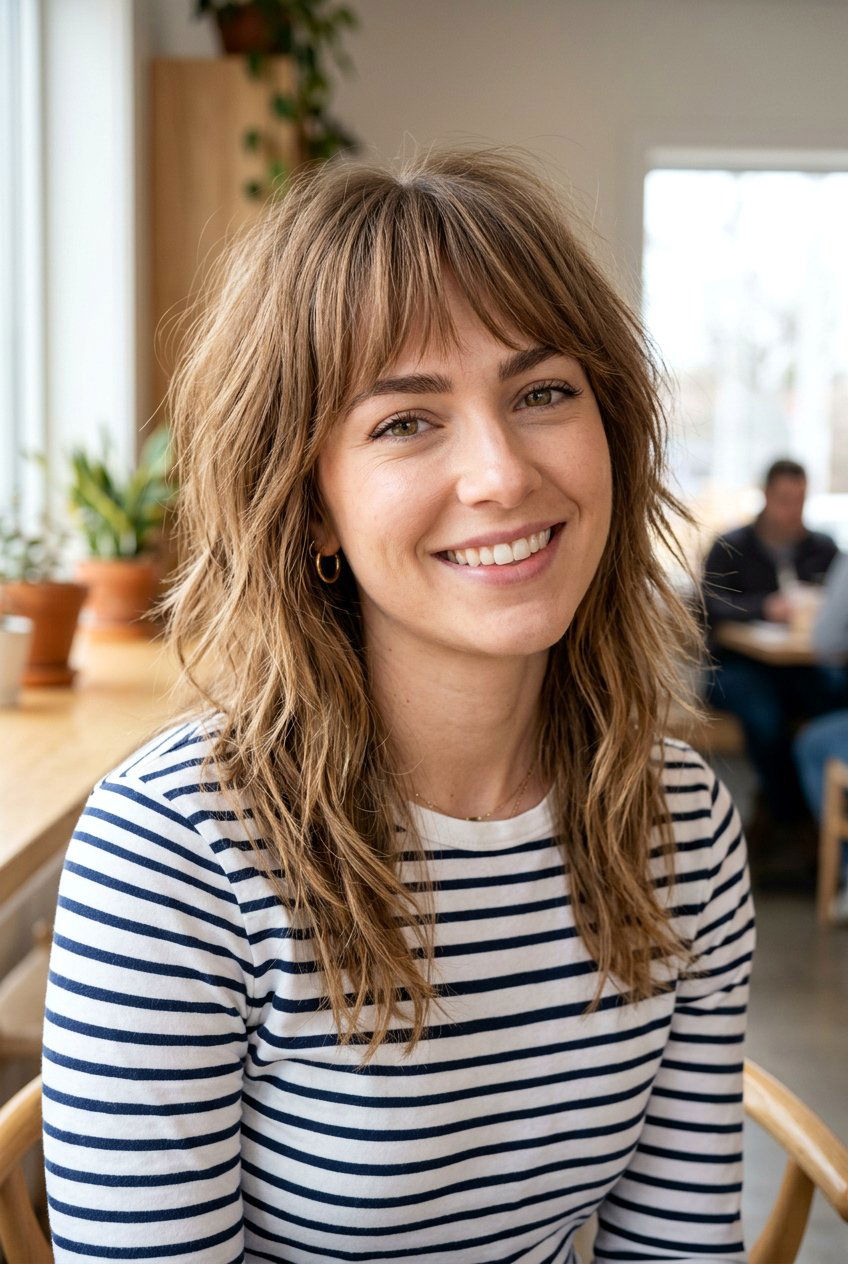 Choppy Medium Haircut With Birkin Bangs - 20 low maintenance medium haircut with bangs - 20 low maintenance medium haircut with bangs