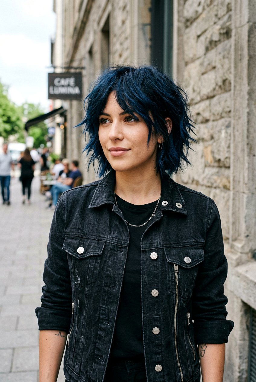 Choppy Midnight Bob - 20 soft goth bob for women