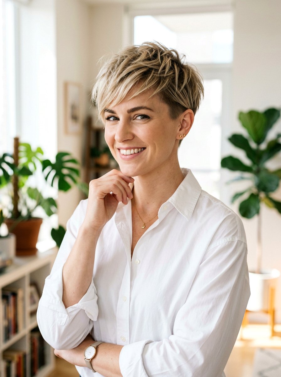 Choppy Pixie Cut - 20 hairstyle to balance broad shoulders women - 20 hairstyle to balance broad shoulders women