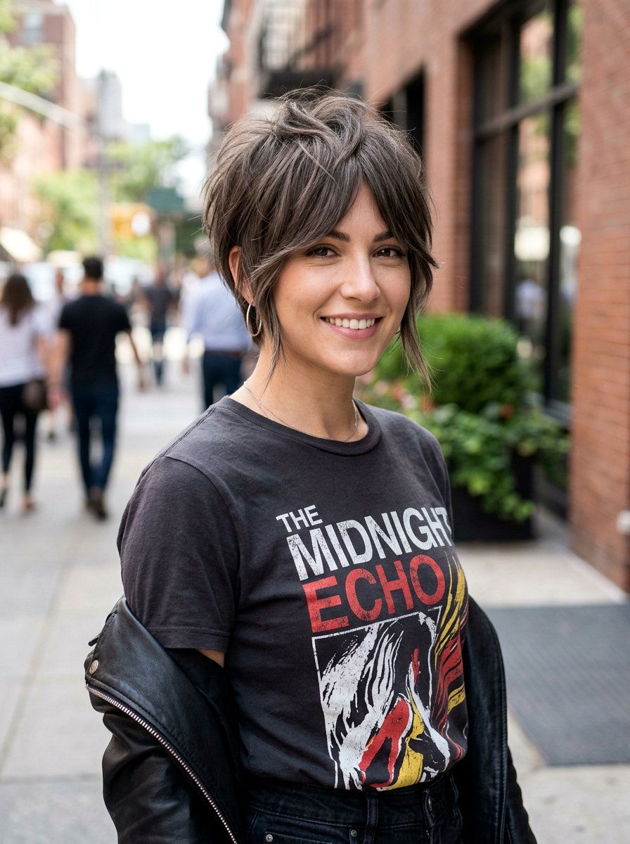 Choppy Pixie With Long Bangs - 20 hairstyle to hide thinning temples - 20 hairstyle to hide thinning temples