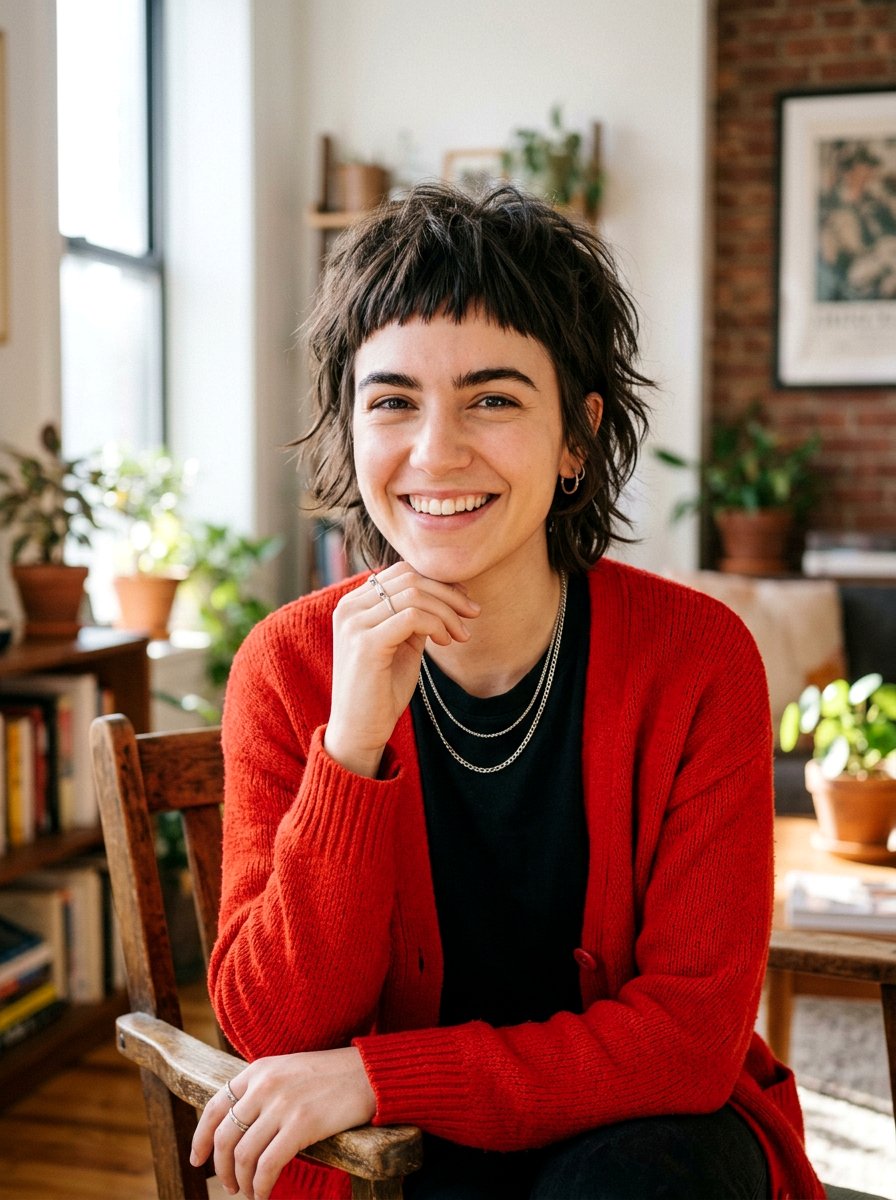 Choppy Shag With Micro Bangs - 20 soft shaggy layers for older women - 20 soft shaggy layers for older women