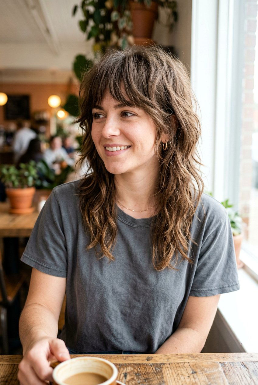 Choppy Shoulder Length Haircut With Wispy Bangs - 20 shoulder length haircut with wispy bangs - 20 shoulder length haircut with wispy bangs