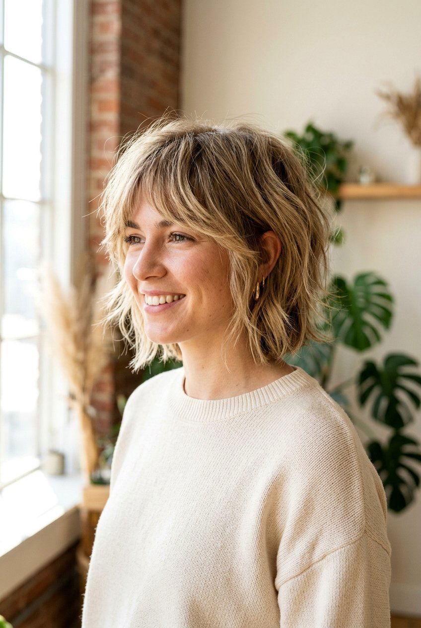 Choppy Textured Bob for Thinning Hair - 20 hairstyles to hide thinning hair - 20 hairstyles to hide thinning hair