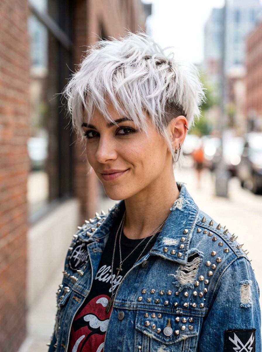 Choppy White Pixie Tapered Back - 20 white pixie with tapered back - 20 white pixie with tapered back