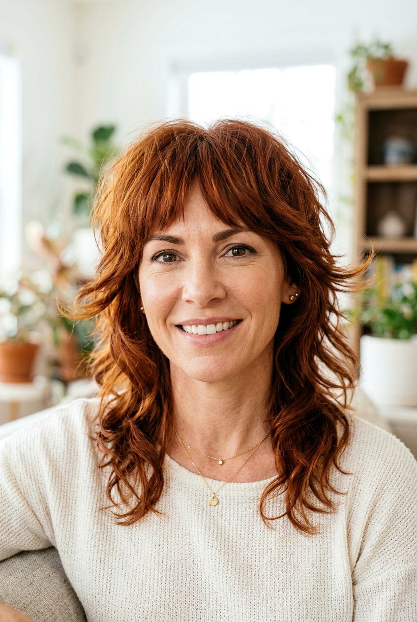 Choppy Wolf Cut For Heart Faces - 20 wolf cut for women over 40 - 20 wolf cut for women over 40