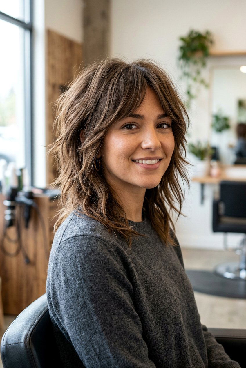 Choppy feathered shoulder length - 20 feathered haircuts for medium hair - 20 feathered haircuts for medium hair