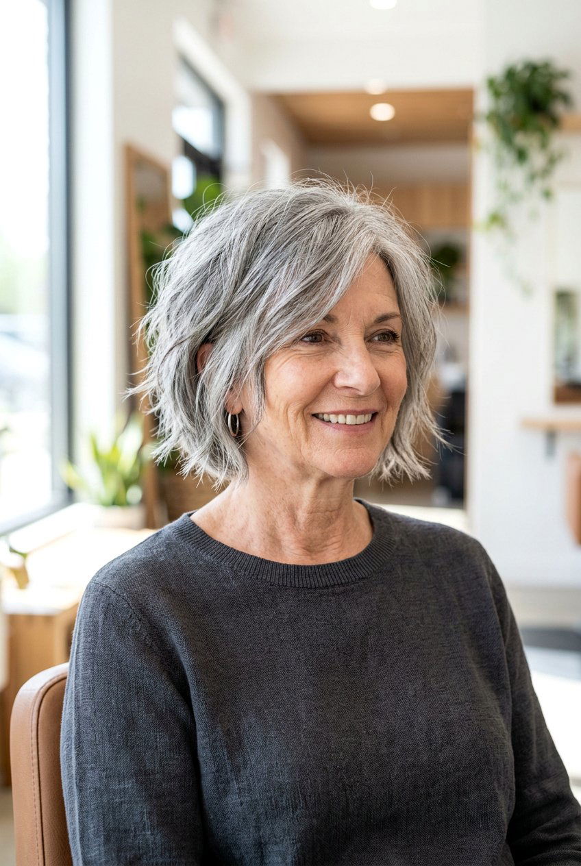 Choppy gray bob - 20 gray hairstyles for older women - 20 gray hairstyles for older women