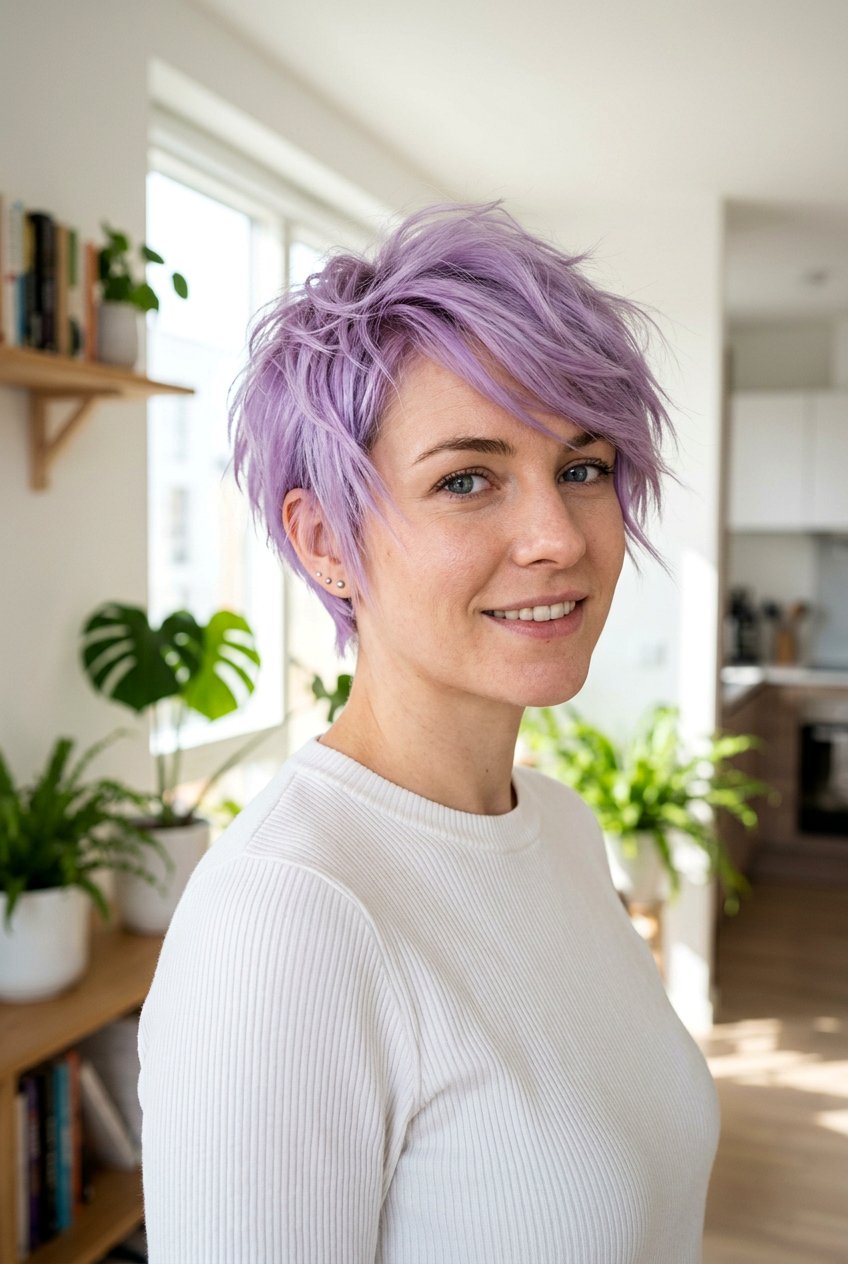 Choppy lavender pixie - 20 edgy short haircuts for women - 20 edgy short haircuts for women
