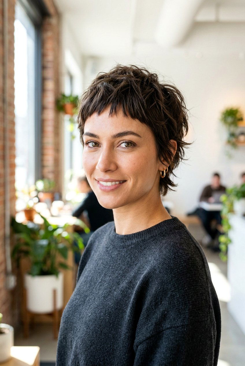 Choppy pixie with baby bangs - 20 short hairstyles with bangs