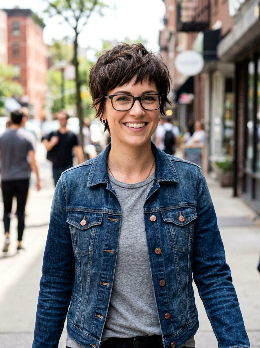 Choppy pixie with bangs - 20 pixie haircuts for women with glasses - 20 pixie haircuts for women with glasses