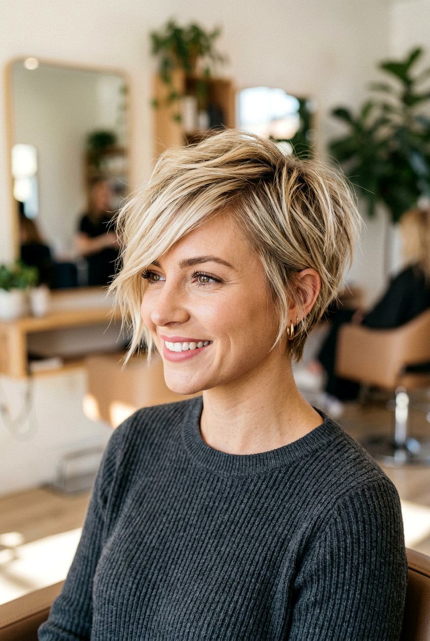 Choppy pixie with side swept bangs - 20 choppy pixie haircut - 20 choppy pixie haircut