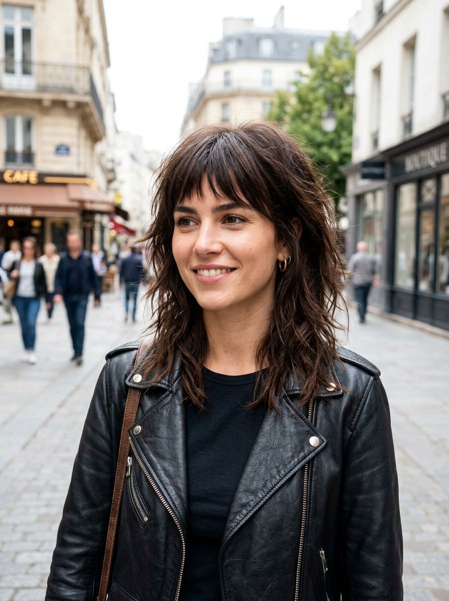 Choppy shoulder length shag with bangs - 20 shoulder length shag for thick hair - 20 shoulder length shag for thick hair