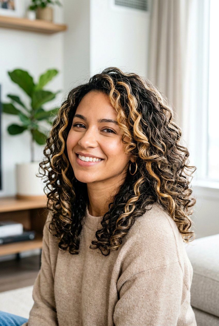 Chunky Blonde Highlights on Curly Hair - 20 blonde highlights for curly hair - 20 blonde highlights for curly hair