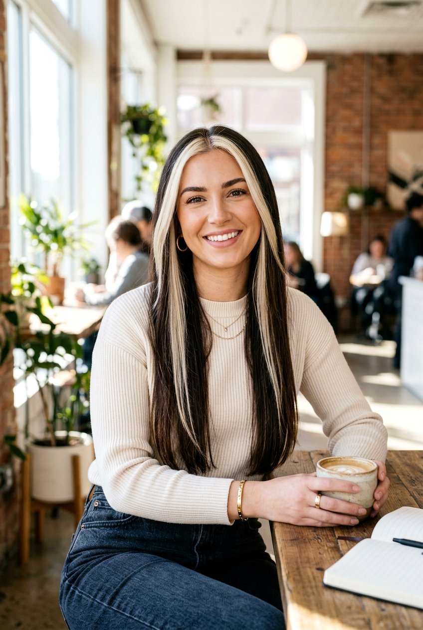 Chunky Blonde Money Piece on Dark Brown Hair - 20 bold money piece ideas - 20 bold money piece ideas