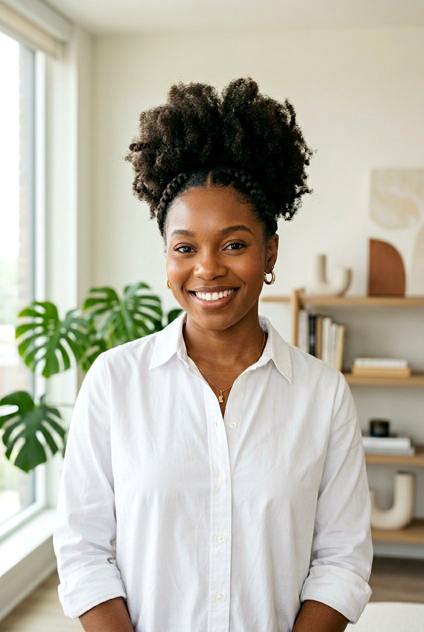 Chunky Braid Puff Updo - 20 quick puff hairstyles for black women - 20 quick puff hairstyles for black women