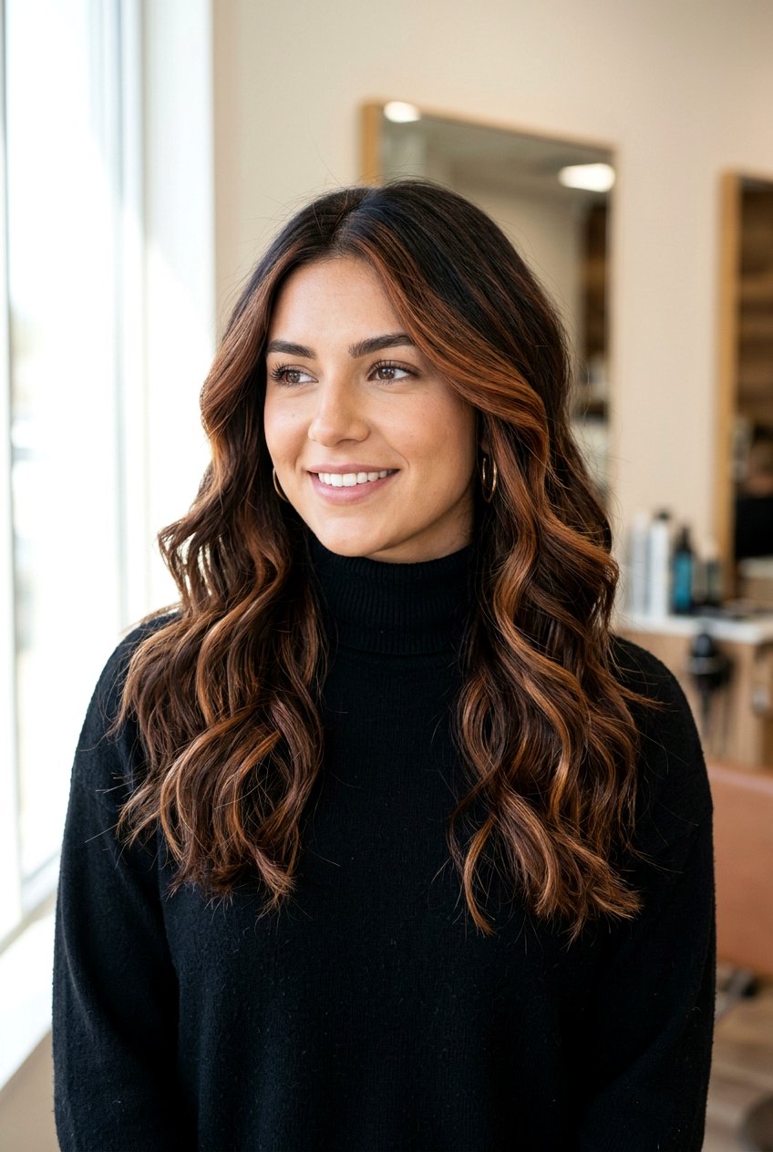 Chunky Chestnut Balayage Highlights - 20 autumn chestnut brunette balayage - 20 autumn chestnut brunette balayage