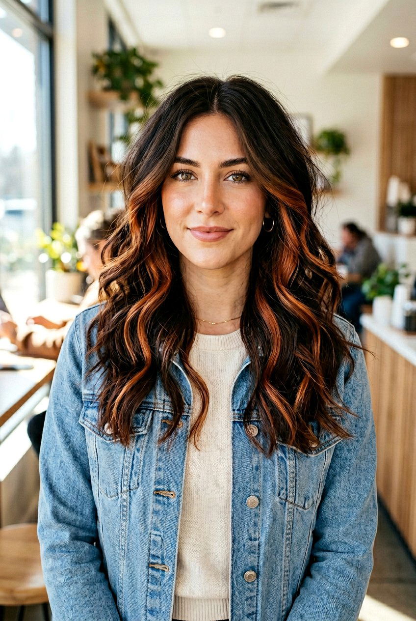 Chunky Cinnamon Highlights on Dark Hair - 20 cinnamon highlights on dark hair - 20 cinnamon highlights on dark hair