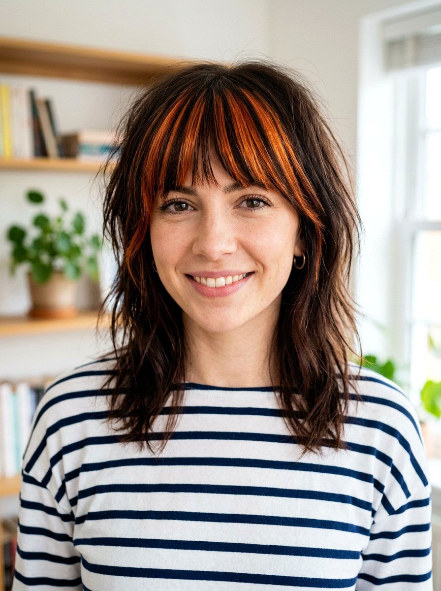 Chunky Copper Front Pieces On Bangs - 20 chunky copper front pieces - 20 chunky copper front pieces