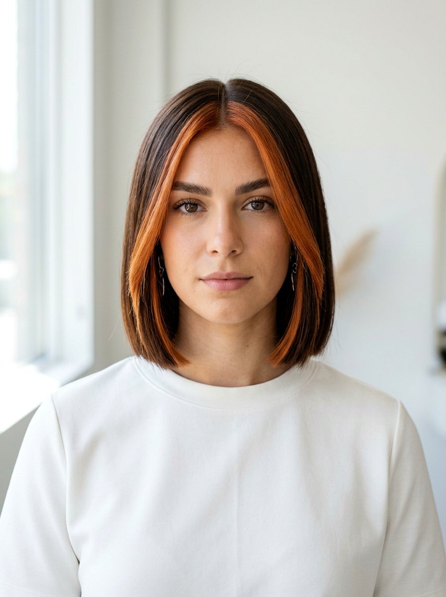 Chunky Copper Front Pieces On Blunt Bob - 20 chunky copper front pieces - 20 chunky copper front pieces