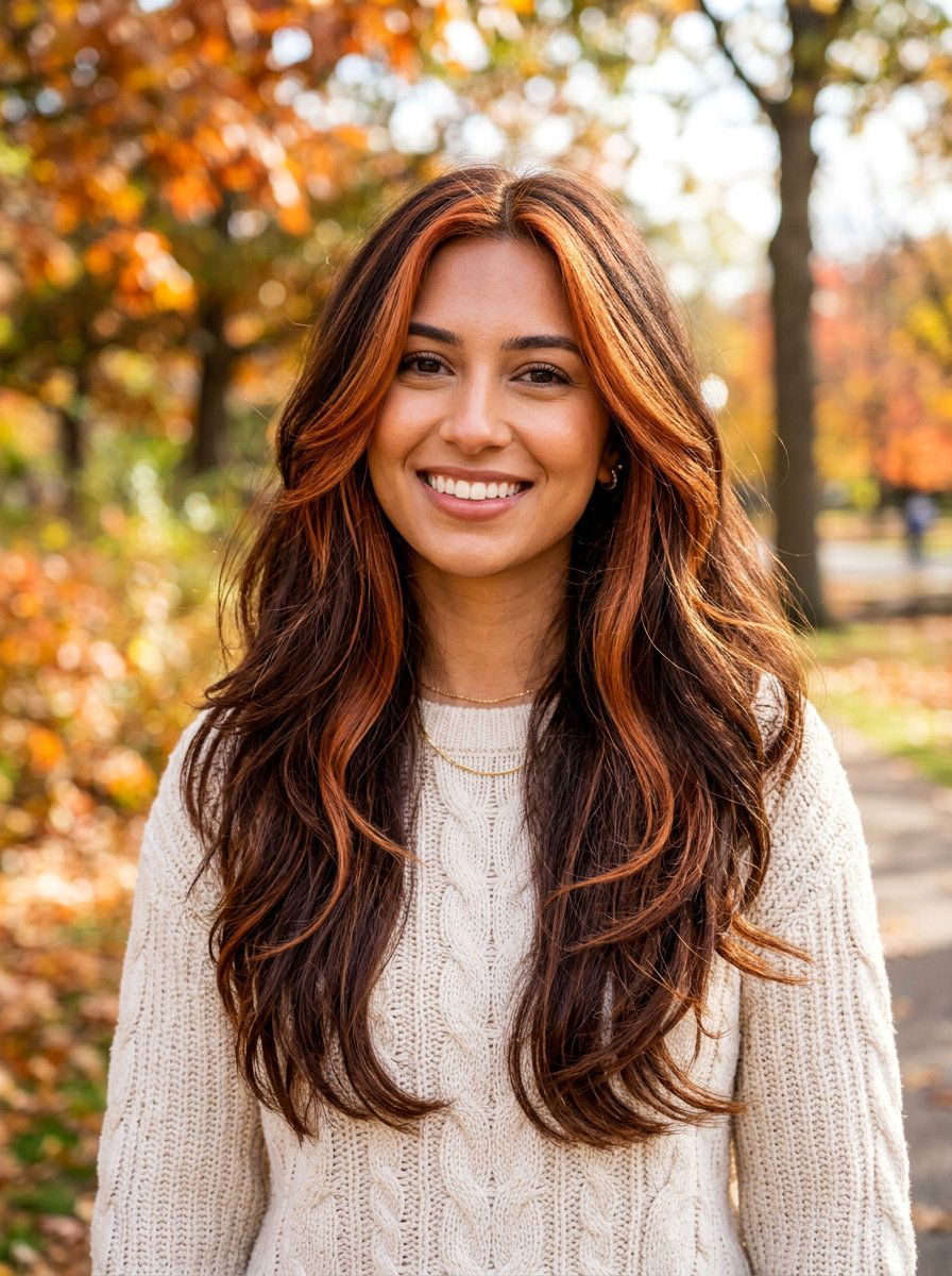 Chunky Copper Front Pieces On Long Layers - 20 chunky copper front pieces - 20 chunky copper front pieces